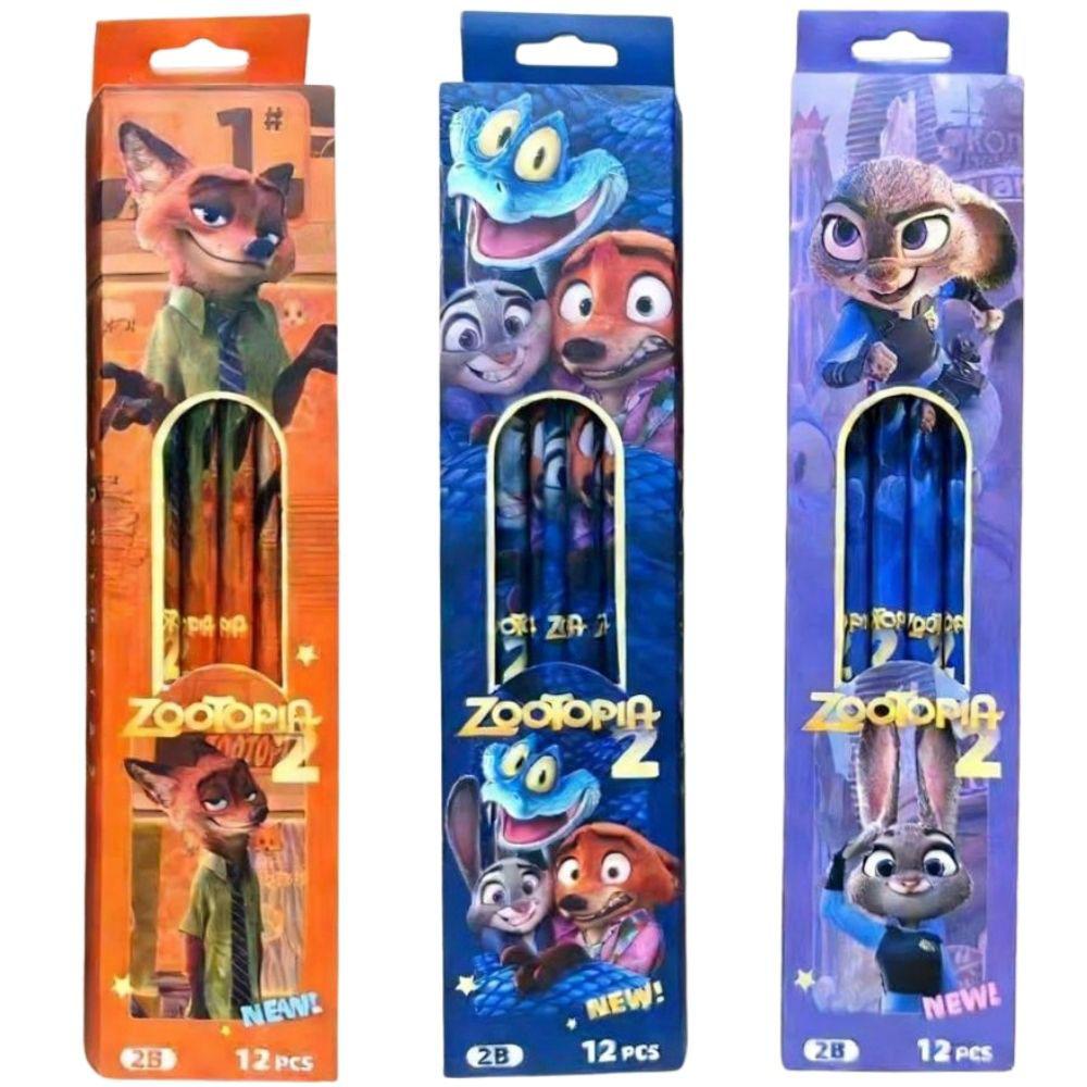 Zootopia 2 12-Pack 2B Pencils, Judy & Nick Cartoon Stationery, Back-To-School & Party Favor Gift