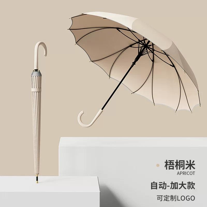 New Style Straight-Handle One-Piece Umbrella for Women, High-Looking Automatic Umbrella, Enlarged, Reinforced, Thickened, Storm-Resistant Long-Handle
