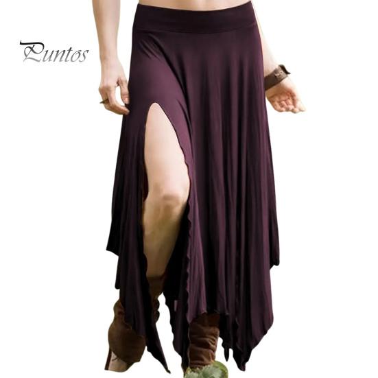 

Женская юбка с высокой талией, однотонная, неровный подол, длинная юбка с боковыми разрезами, утягивающая юбка для работы, отдыха, путешествий S