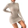 Fall Winter Women's Turtleneck Knit Bodycon Dress Slim Fit Pencil Mini Dress Casual Basic Party Cocktail Dress