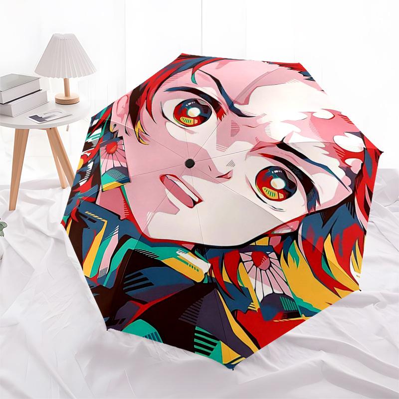 1pc Anime Character Outdoor Umbrella - Automatic Opening/Closing, Portable 3-Fold Design, 8-Bone Iron Frame, Perfect Gift for Fans, Travelers, Da
