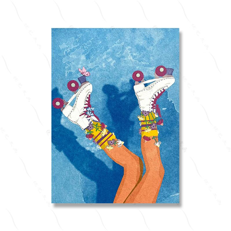Feminism Illustration Sexy Girl Art Poster Skate Casual Woman Uterus Canvas Painting Print Abstract Modern Livingroom Home Decor