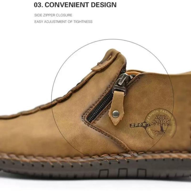 Herrenstiefel Mode Reißverschluss Schuhe Leder Herren Stiefeletten