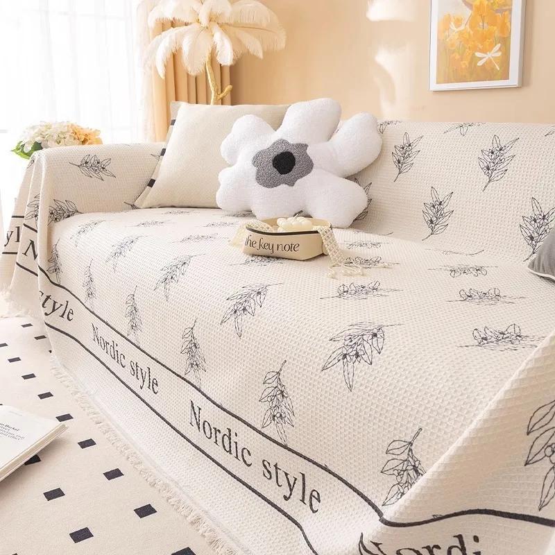 1PC Chenille Sofa Towel for Living Room French Style Home Decoration Sofa Cover Printing Couch Cover Tassel Edge Sofa Cushion