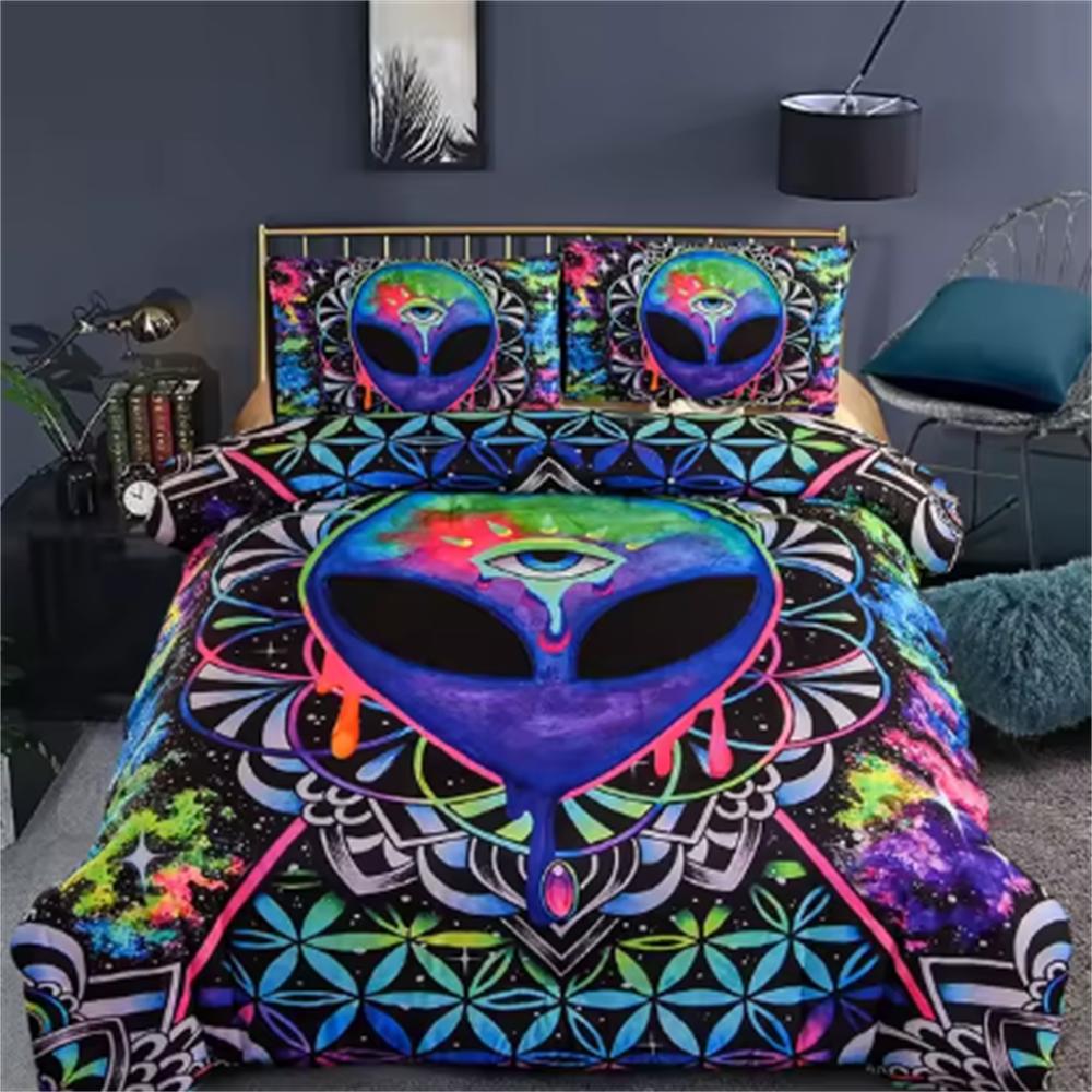 Aliens Children Duvet Cover Set Uk Single Double Queen Us Twin Full King Size Bed Linen Set