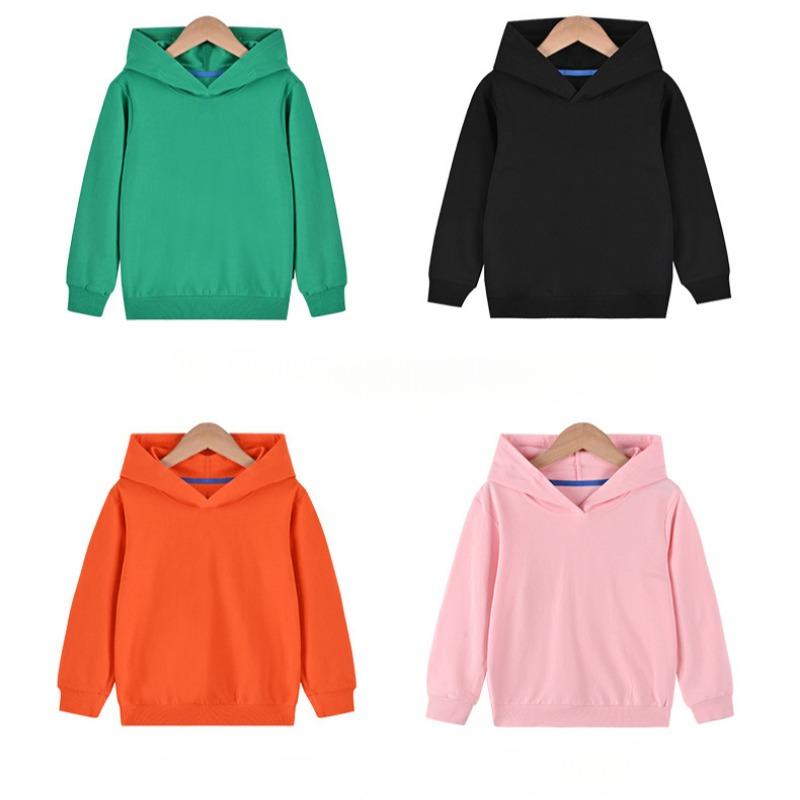 New Spring and Autumn Children's Hooded Pure Cotton Solid Color Sweat