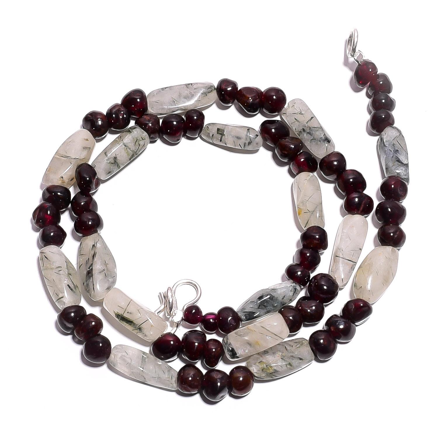 

Натуральный рутиловый кварц гранат драгоценный камень гладкие бусины ожерелье 17 UB-5052 UB-5052