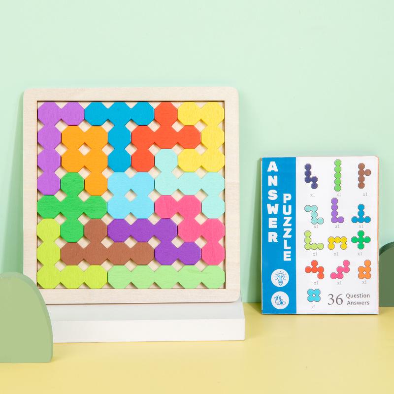 Kids' Wooden Tetris Puzzle: Creative & Educational Logic Training Toy