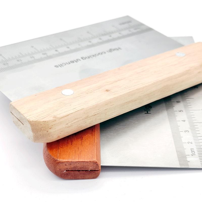 Beech Wood Handle Stainless Steel Beveled Dough and Nougat Cutter Baking Tool