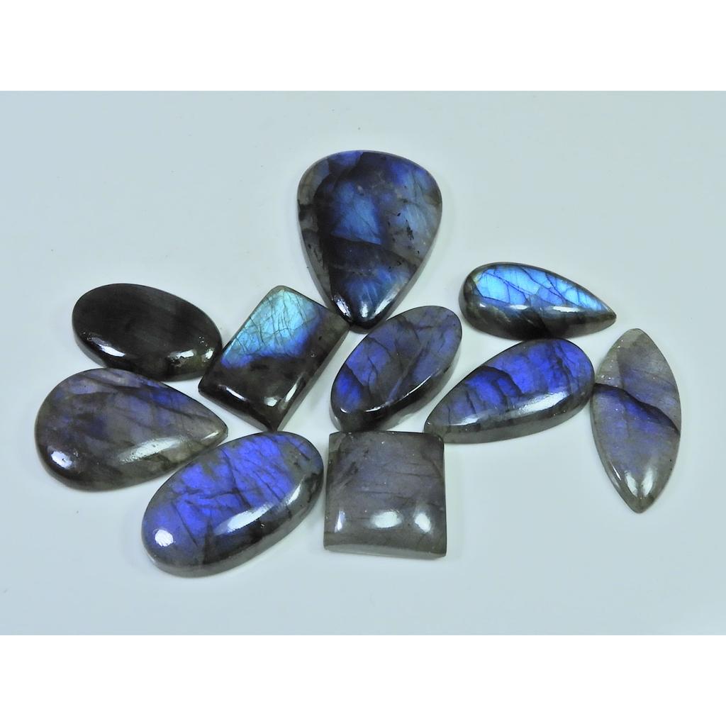 269Cts.Natural Labradorite Blue Flash Mix Cabochon Loose Gemstone 10Pcs Lot LL-1026