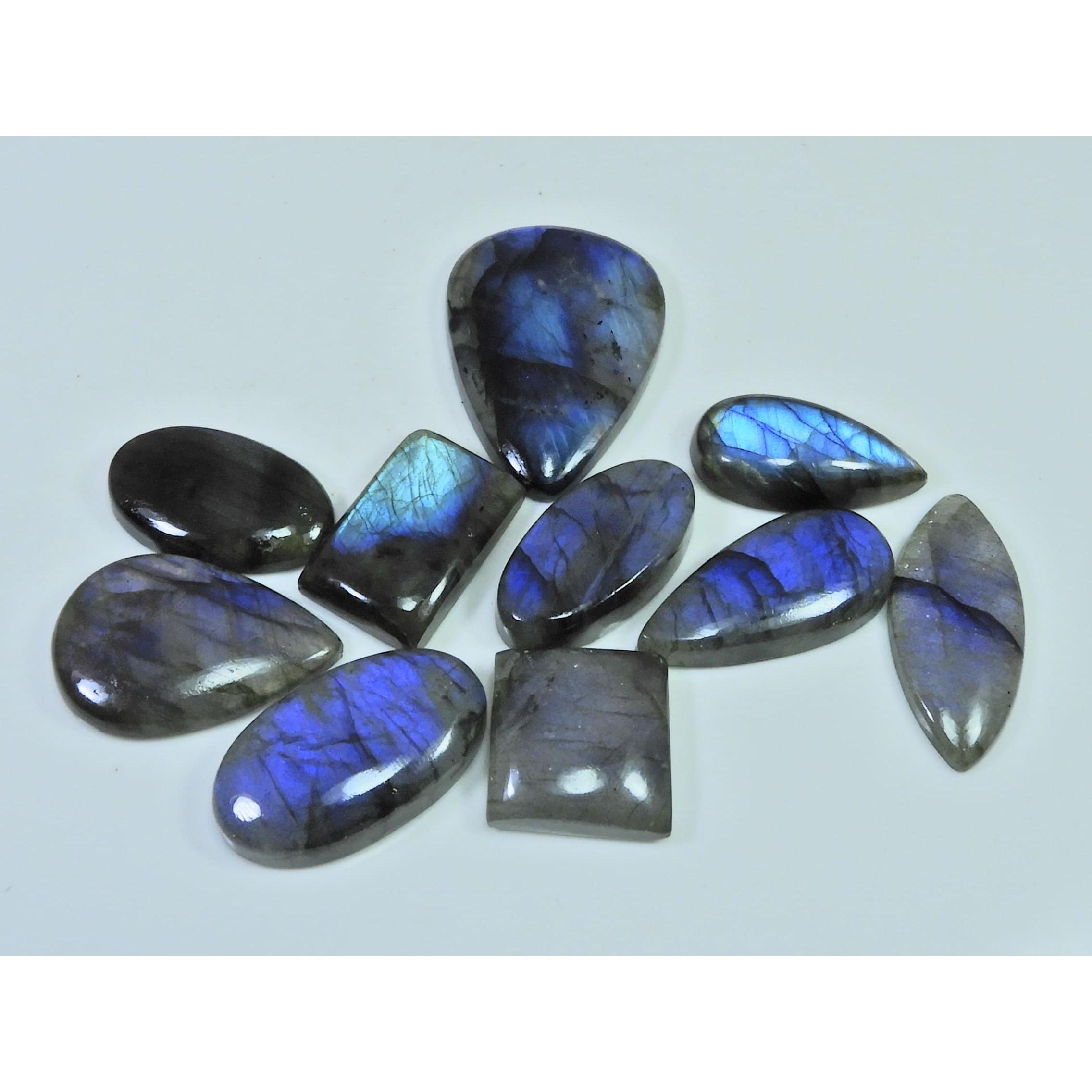 

269Cts.Natural Labradorite Blue Flash Mix Cabochon Loose Gemstone 10Pcs Lot LL-1026