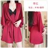 Women's Plus Size Satin Lace Trim Padded Sleep Dress with Robe Lounge Set