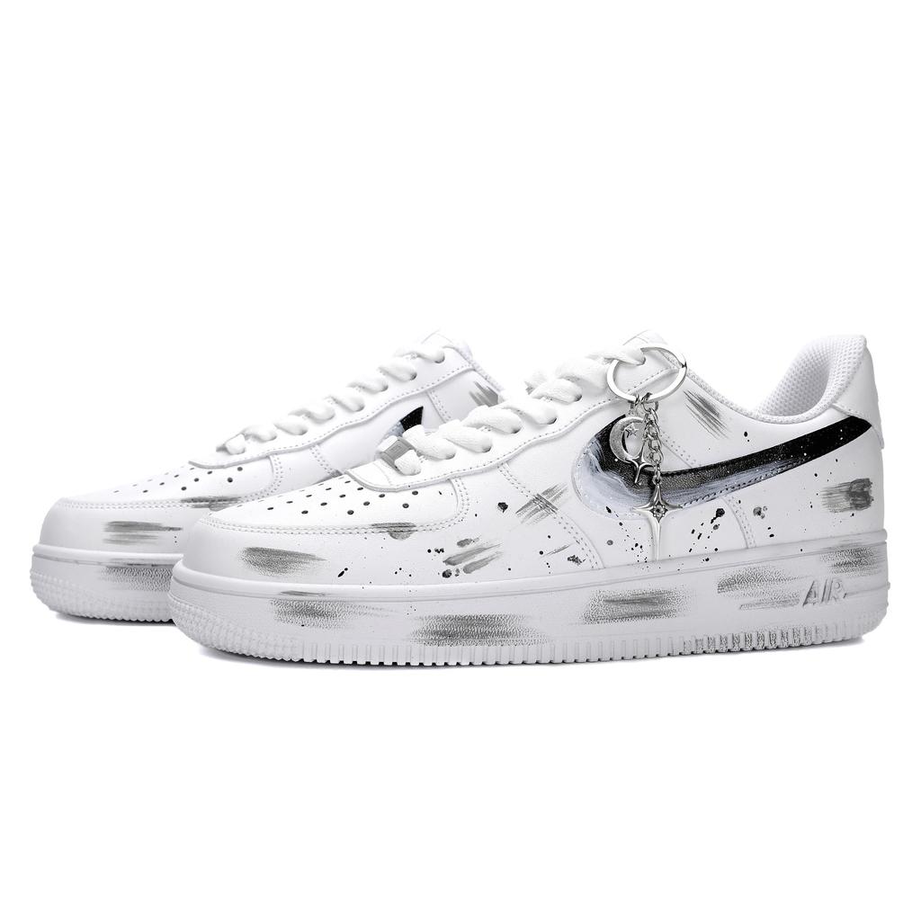 Nike Air Force 1 Slip Resistant, Abrasion Resistant, Lightweight Low Top Skateboard Shoes Men's Black White CW2288-111(Team18-)