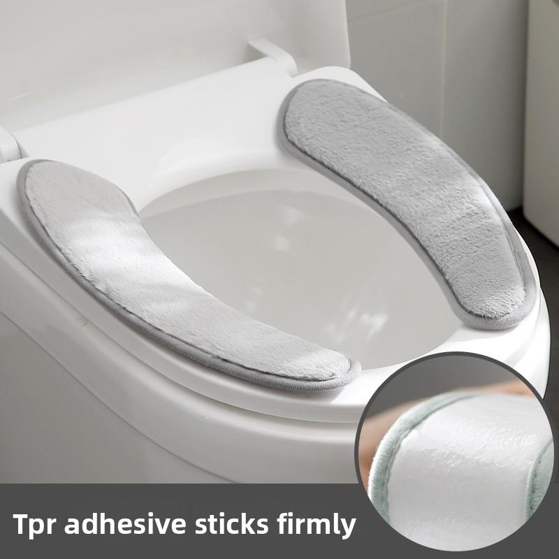 Rabbit Plush Thickened Warm Toilet Seat, TPR Back Adhesive Double-petal Separated, Repeatedly Washed Toilet Seat in Winter
