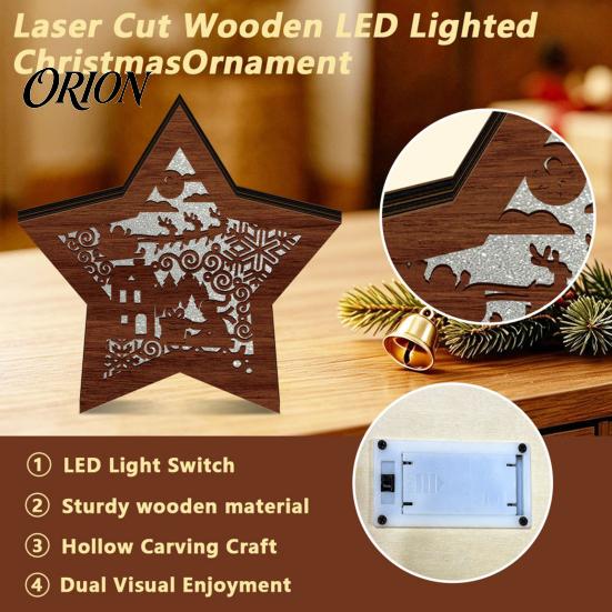 Unique Christmas Gifts 3D Wooden LED Night Light, Hollow Carved Tabletop Decor Seasonal with Warm Glow, Festive Holiday Home And Office Decoration