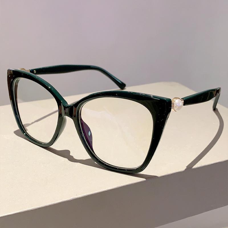 

New Luxury Brand Designer Vintage Anti Blue Light Cat Eye Pearl Glasses Women Myopia Prescription Optical Eyeglasses Big Frame
