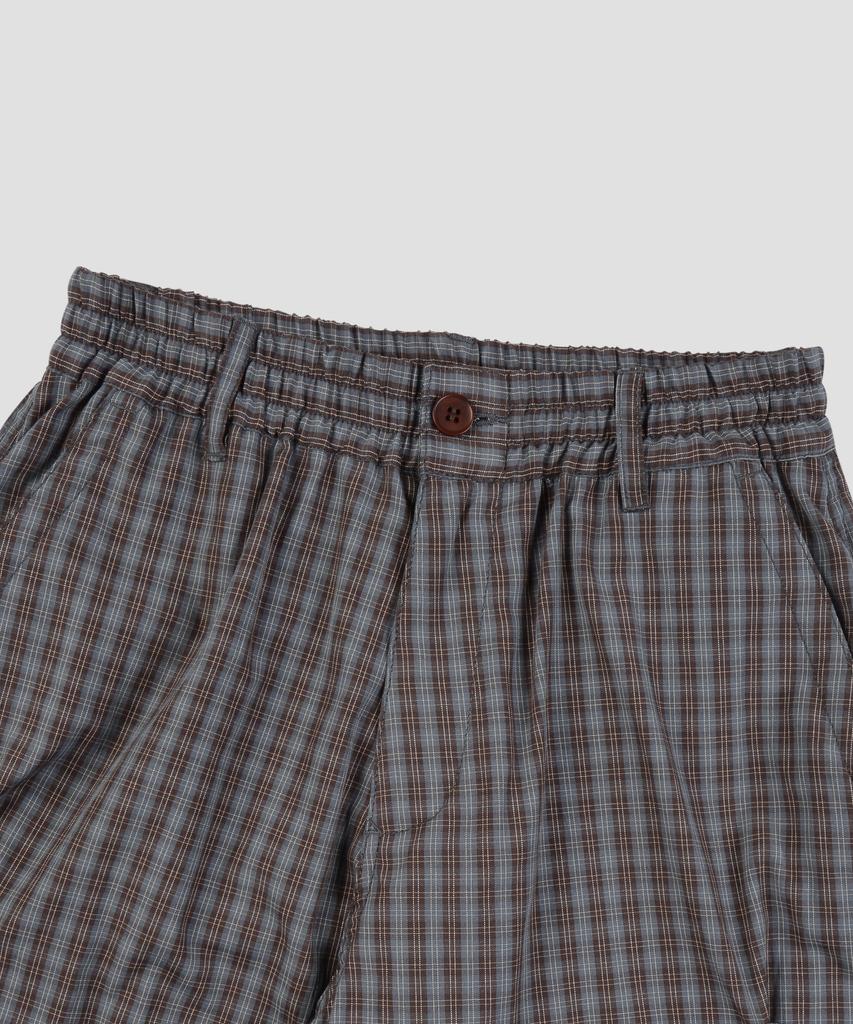Beodeonteu Check String Cargo Elastic Pants [Brown]