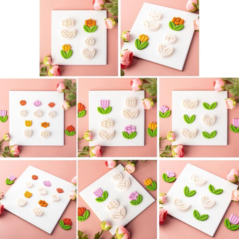 Spring Floral Clay Cutters for Earrings Jewelry Making Flower Clay Earrings Cutters  Plastic Earrings Pendant Mold Tool