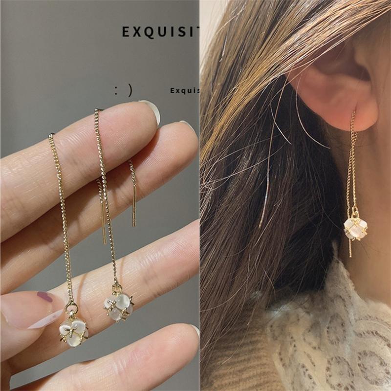 Lange Quaste Zirkon Ohrring Mode Frauen Mädchen Temperament Feine Glänzende Geometrische Ohrringe Schmuck Party Geschenke