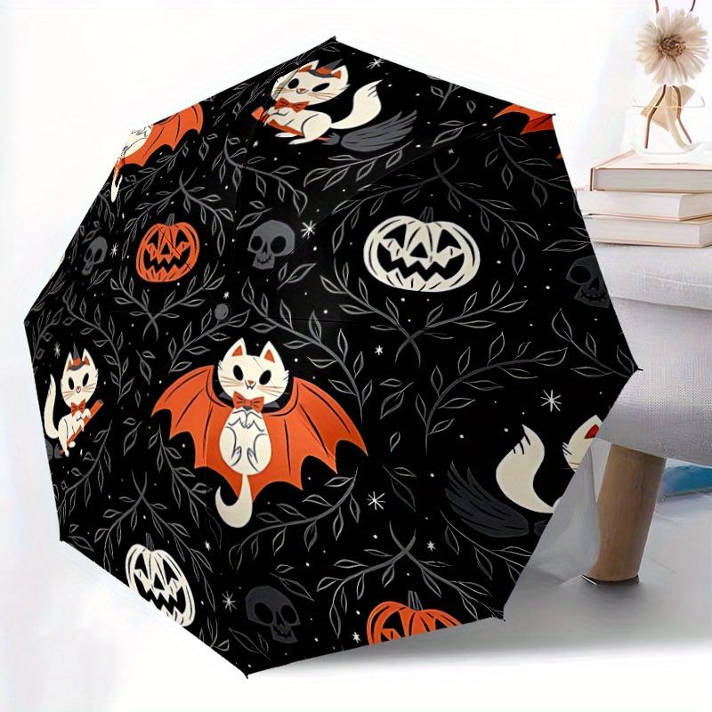 1pc Halloween Cats Automatic Open/close, All-Season Portable Folding Umbrella, Travel, Everyday, Formal Events - Compact Luxury Parasol, Outdoor Acces