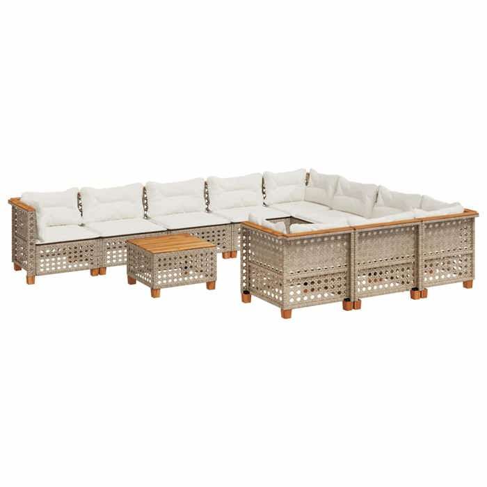 VidaXL Garden Lounge Set 11 Pcs with Beige Cushions Wicker 3262042