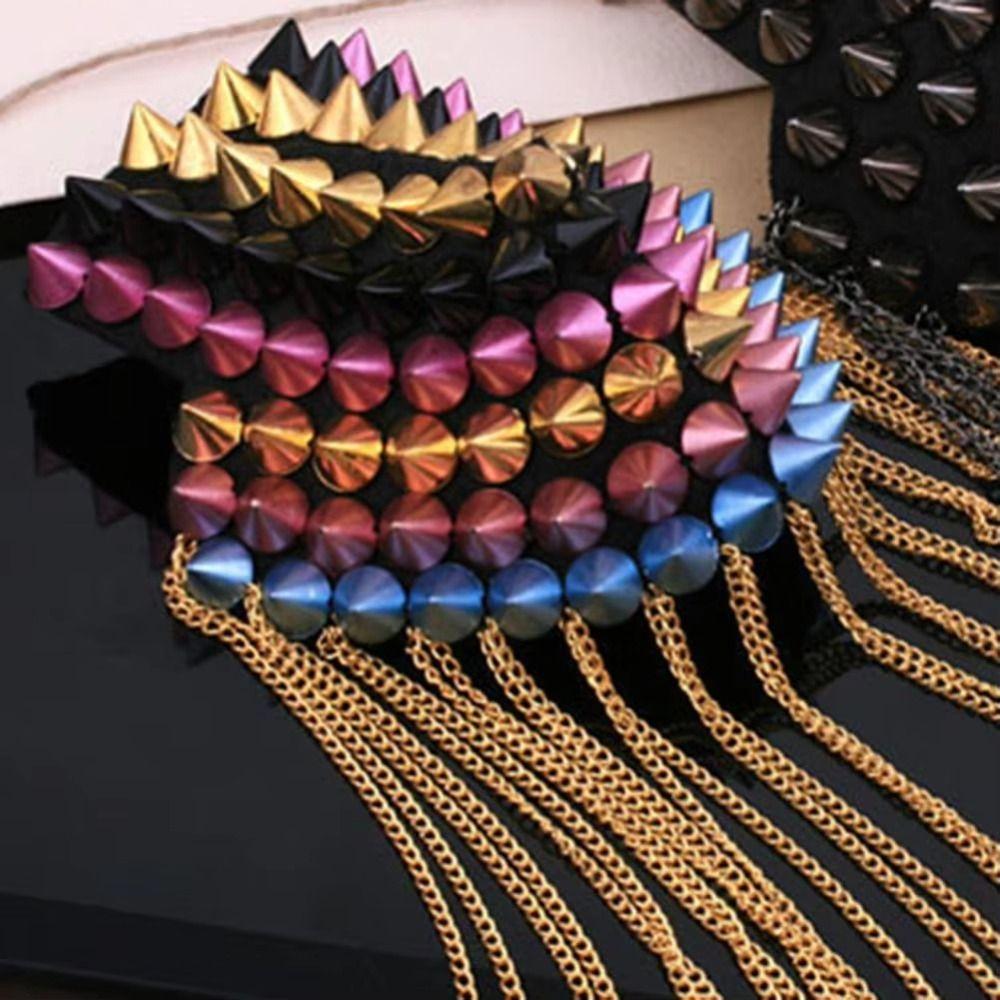 Cool Rivet Shoulder Badges Breastpin Jacket Vintage Brooch Club Tassel Chain Epaulette  Gift