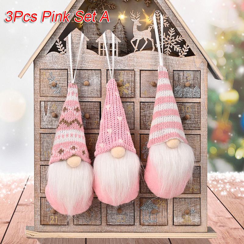 3Pcs Christmas Tree Hanging Gnome Plush Gonk Santa Doll Pendants Xmas Decoration