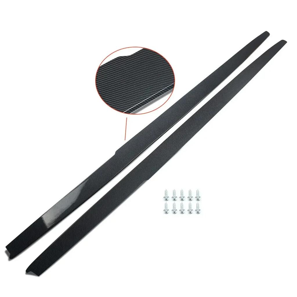 2X Carbon Fiber Look ABS Side Skirts Panel Extension Lip For BMW F10 528i 11-16