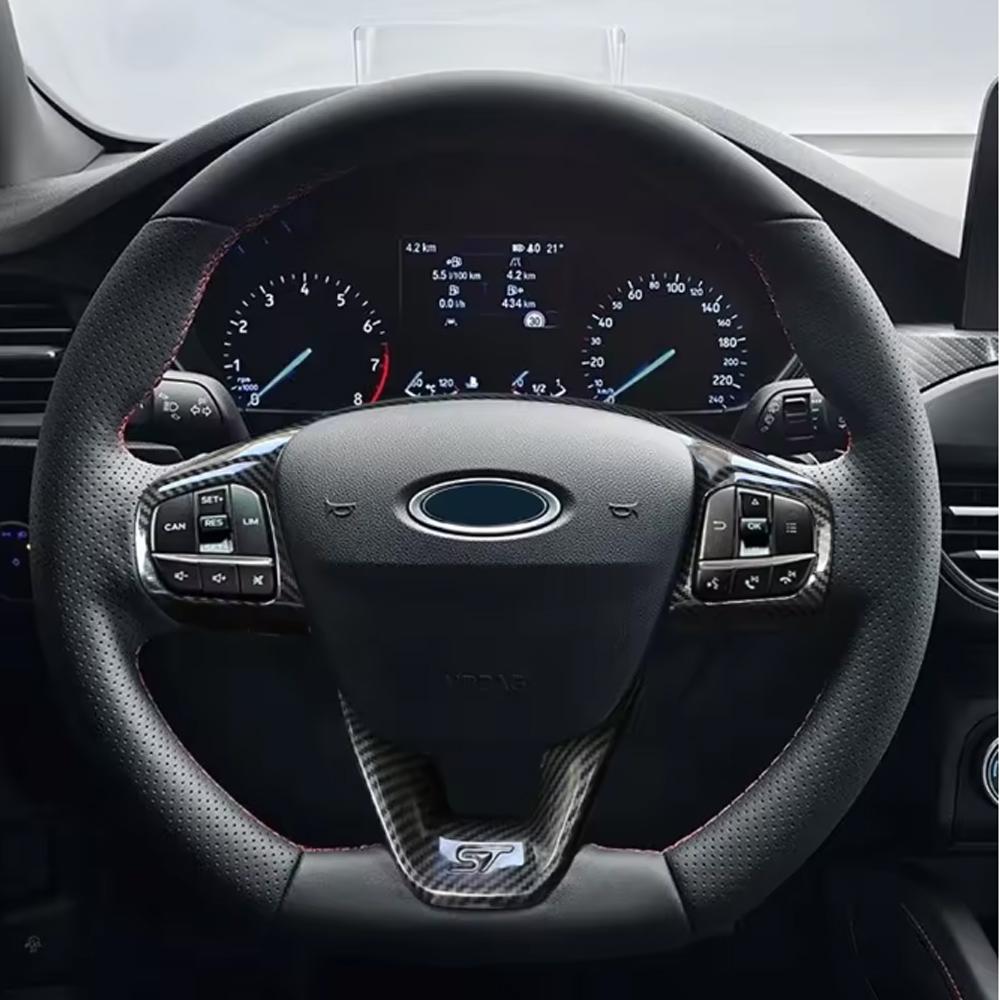 Car Steering Wheel Button Frame Cover Trim Interior Accessories For Ford Focus Kuga Escape 2019 -2022 Fiesta MK8 Bronco