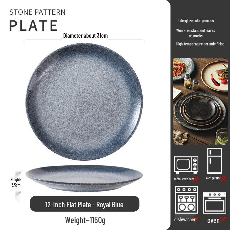 Retro Japanese Ceramic Plate: Creative Black Glaze Dish for Home and Restaurant