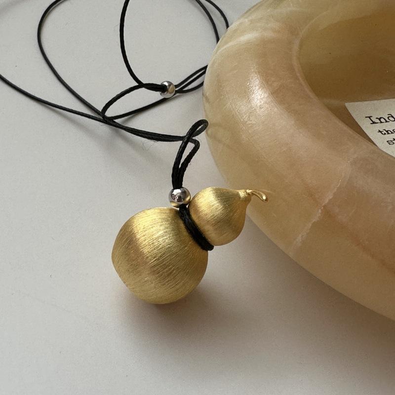 

S925 Стерлинговое Серебро Нишевый Дизайн Чувство Щетка Тыква Ожерелье Ожерелье Ретро Простой Мода Осень И Зима Цепочка Для Свитера 925 silver