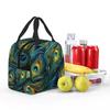 Colorful Peacock Feather Insulated Lunch Bag for Women Children Portable Food Boxes Thermal Lunch Box Tote
