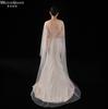 Beaded Edge Tulle Cape Train Shawl Front Short Back Long Sheer Bridal Wrap White & Black For Strapless Wedding Gown Evening Party Photoshoot