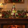 Unique Christmas Gifts for Friends Tree Table Lamp, Stained Glass Effect LED Night Light, Colorful Exquisite Resin Craft Ornaments Bedside Light