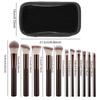 11Pcs Makeup Brush Aluminum Tube High-Quality Powder Blusher Brush Foundation Brush Facial Makeup Tools With Zipper Storage Bag