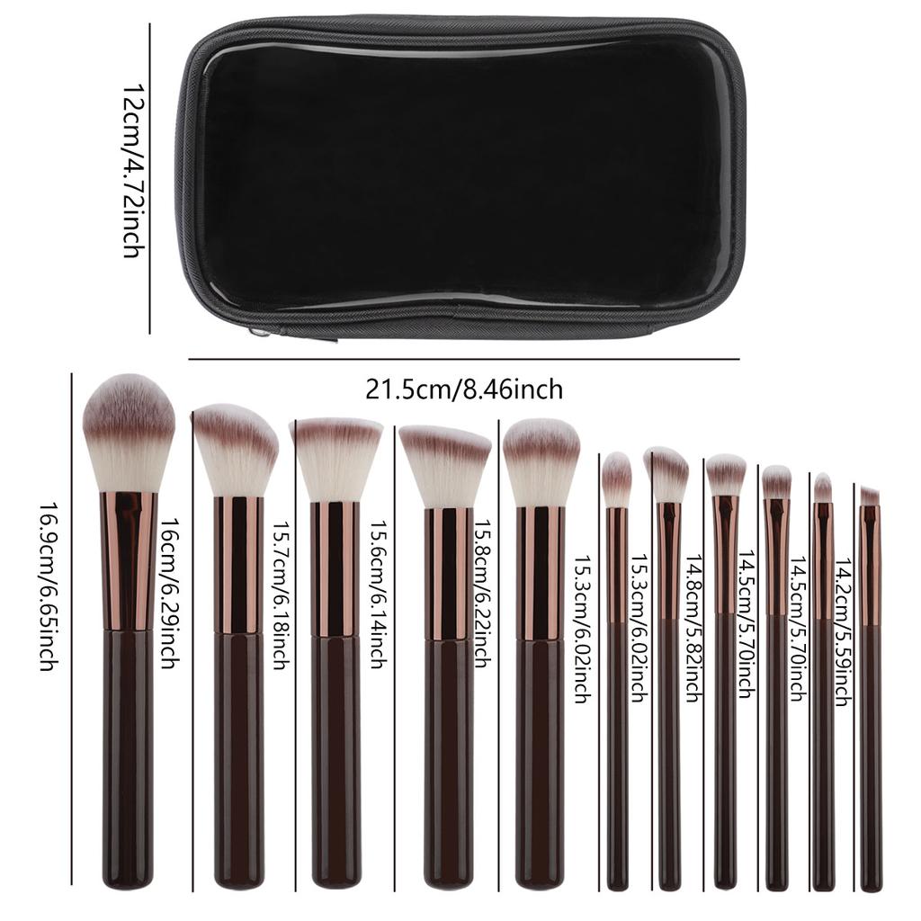 11Pcs Makeup Brush Aluminum Tube High-Quality Powder Blusher Brush Foundation Brush Facial Makeup Tools With Zipper Storage Bag