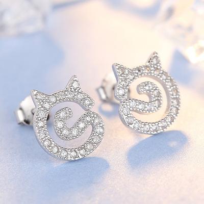 Neues Produkt Katze Gesicht Ohrringe und Ohrpiercings Einfache Zirkon Katze Hochwertiges Ohrzubehör