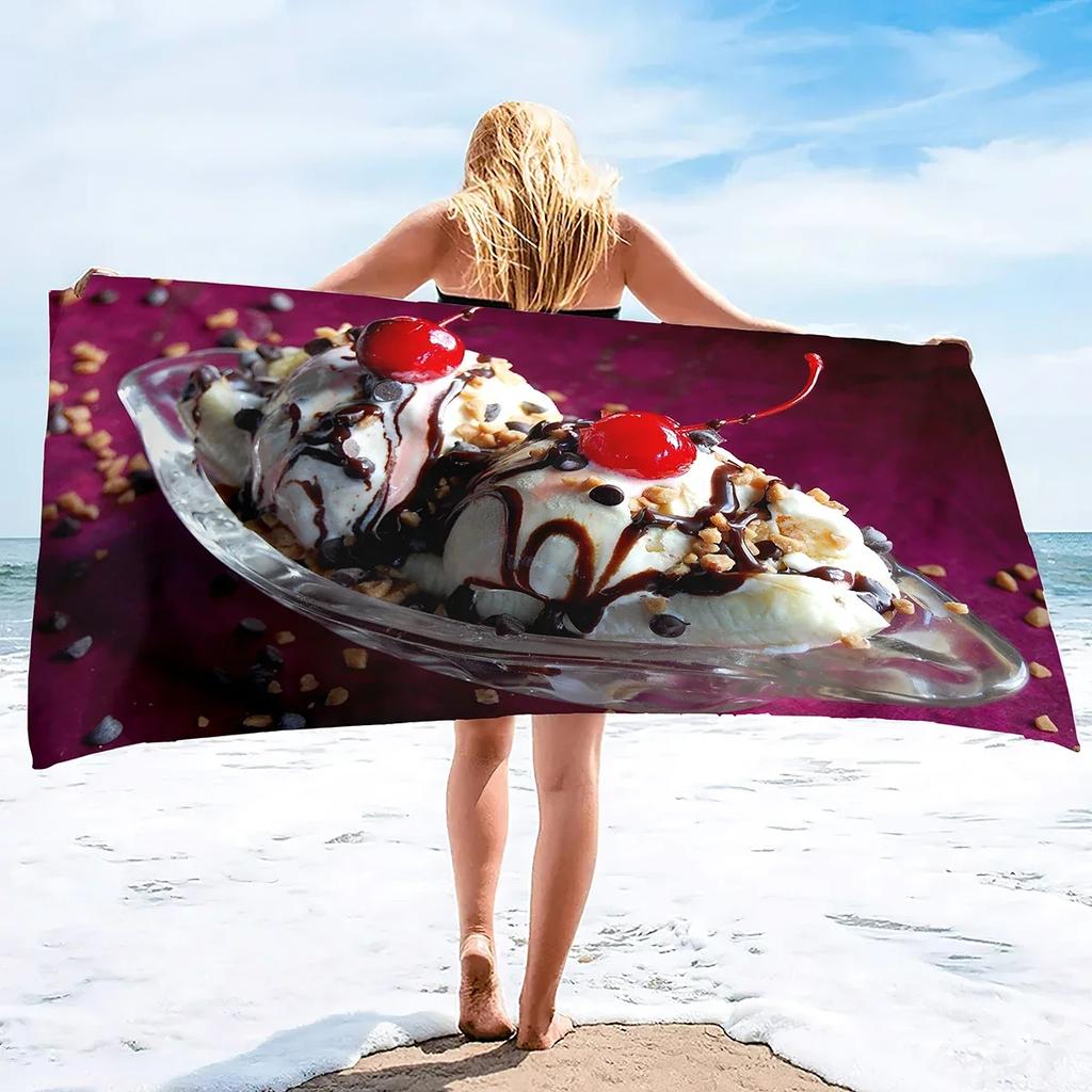 Summer Beach Towel for Adults Kids, Ice Cream Quick Dry Bath Pool Towels Beach Accessories Microfiber Sand Free Beach Towels
