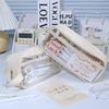 Transparent  INS Style School Case Large Capacity Pencil BagStationery Holder Waterproof Portable Pen Case Pencil Storage Bag