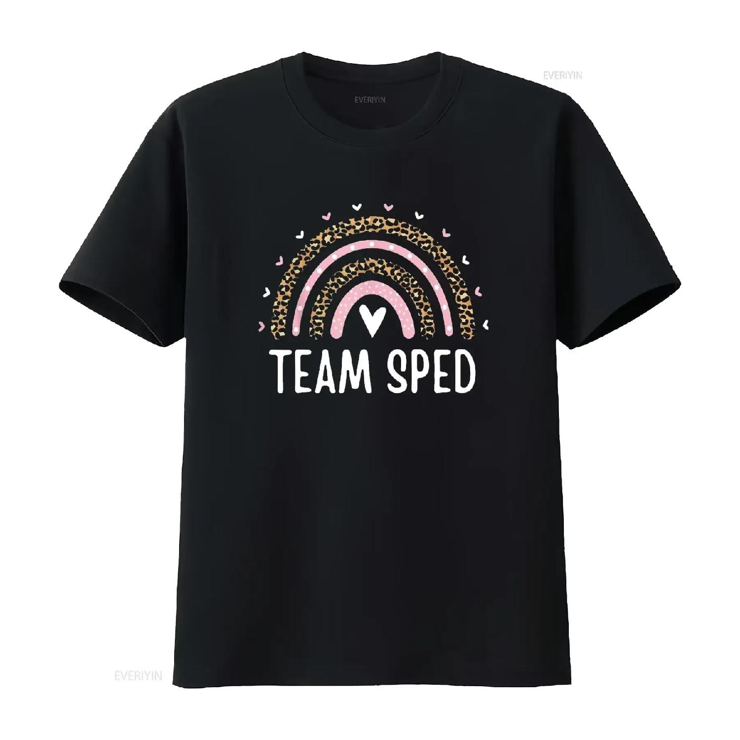 

Mens Special Education Teacher Rainbow Leopard Team Sped T Shirt Black Large vintage Washed Unisex Slightly Stretched Stylish S