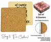 Inkdotpot Set of 6 Drink Coasters Easy Clean 4 Inch Square  Coasters  Cork Base-  Reusable- Funny Bachelor