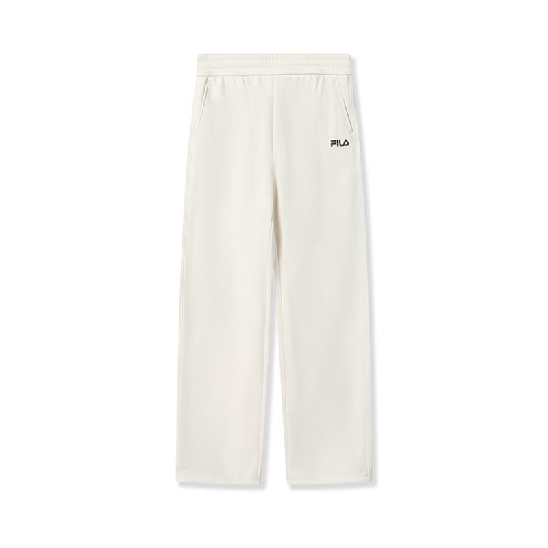 FILA Original Drawstring Womens Fleece Sweatpants Fashion Simple Warm Loose Straight Leg Knit Casual Pants Women bottoms Steam-White F51W549602FIV