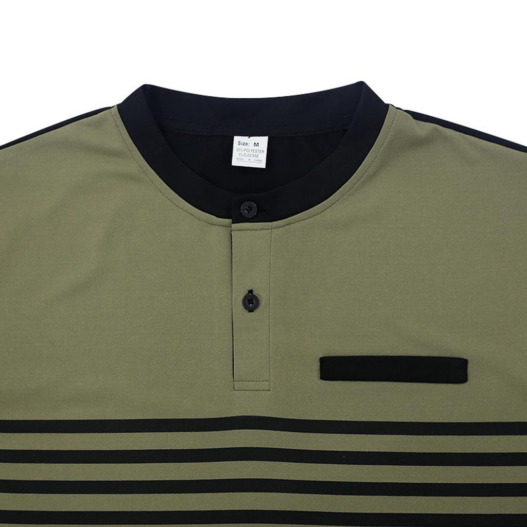 Summer Men's Button Up Round Neck Short Sleeved Shirt Solid Casual Top