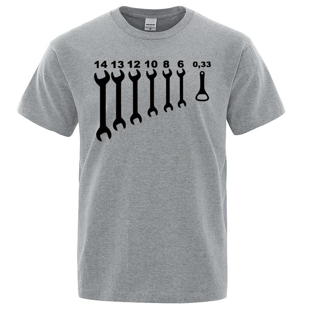 Vintage Screw Wrench Opener Mechanic T-Shirts Men Car Fix Engineer Cotton Tee Short Sleeve Funny T Shirts Top Tee Men's Clothes