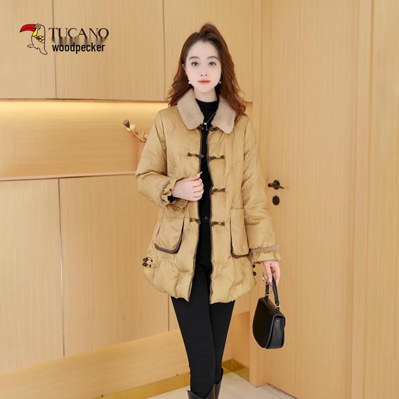 

Woodpecker Women s New Chinese Style Fur Collar Down Jacket 2XL