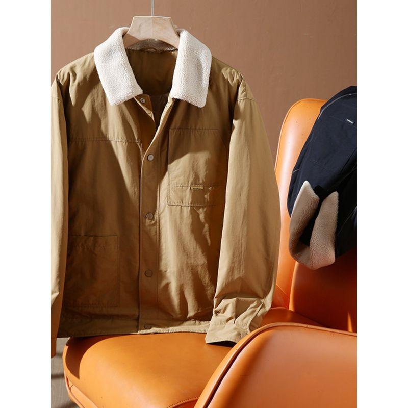 Lamb Wool Lapel down Jacket Men Short Winter Jacket Lightweight Cotton Jacket Export Cattle Goods Parka Cotton Coat Jacket