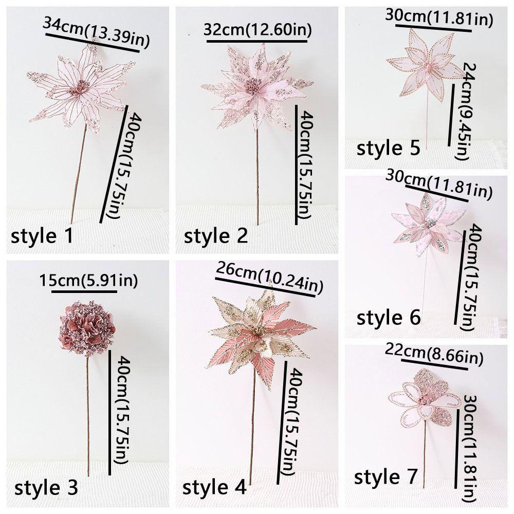 Simulated Xmas Tree Flower Large Glitter Artificial Christmas Flower  Wedding Decoration