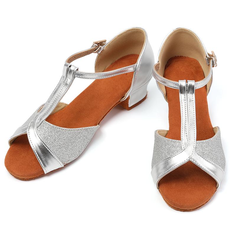 Rumba Latin Dance Womens Girls Shoes Low Heeled Ballroom Tango Shoes Soft Bottom Heeled 35cm