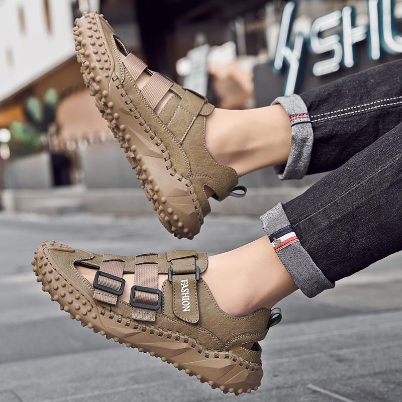 Fashion Summer Men Sandals 2025 Leisure Beach Men Shoes High Quality Leather Sandals The Men's Comfy Breathable Sandals Big Size 38-46