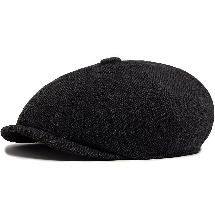 

Мужские винтажные кепки-восьмиклинки твидовые клетчатые береты женские повседневные береты в елочку осенне-зимние теплые плоские шляпы регулируемые чёрный